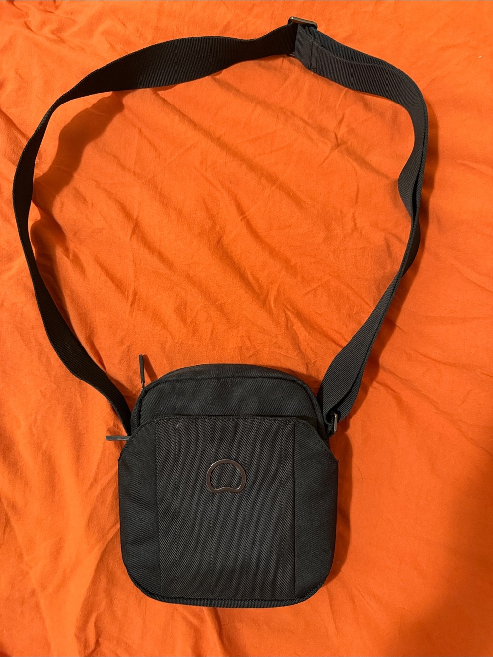 Men's Delsey Black Crossbody Shoulder Bag - Compact Everyday Carry